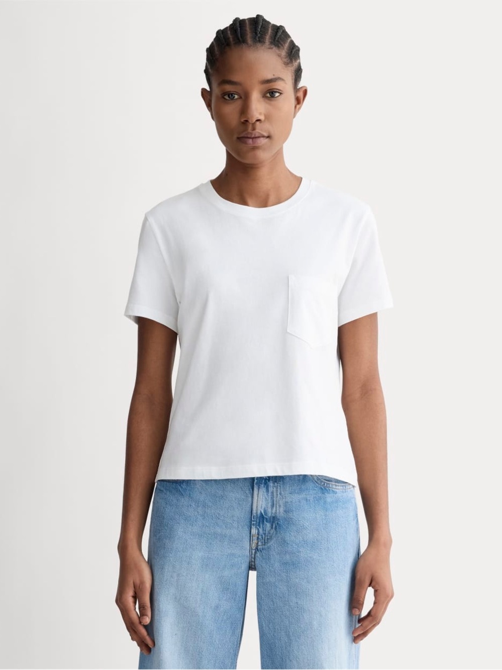 Everlane The Box-Cut Tee Essential Cotton Pocket White Size M NWOT